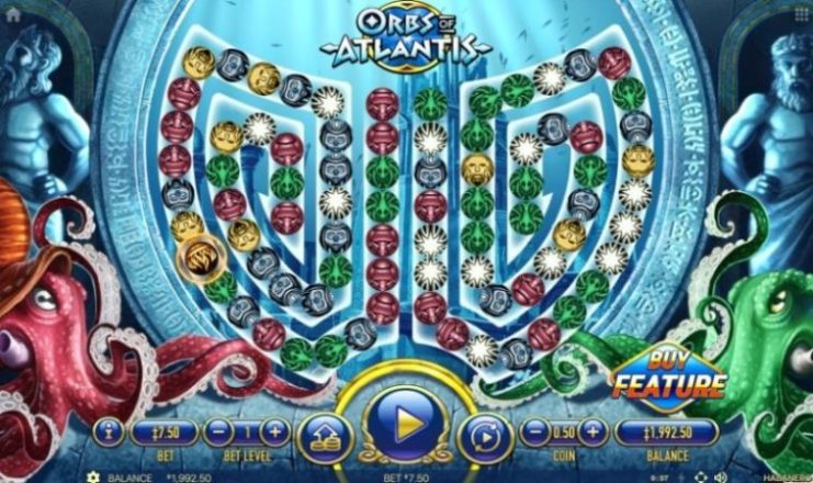 Оформление игрового слота Orbs of Atlantis